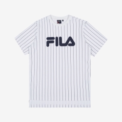 Fila White Line Pin Striped - Naisten Poolopaita - Valkoinen | FI-97194